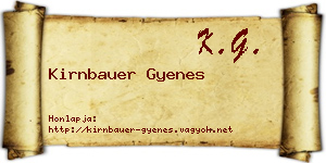 Kirnbauer Gyenes névjegykártya